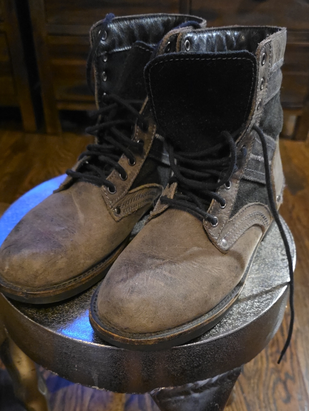 Bed Stu Men's Two-Tone Brown and Black Lace-Up Boots